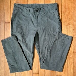 Olive Green Straight Leg Pants with Textured Finish
